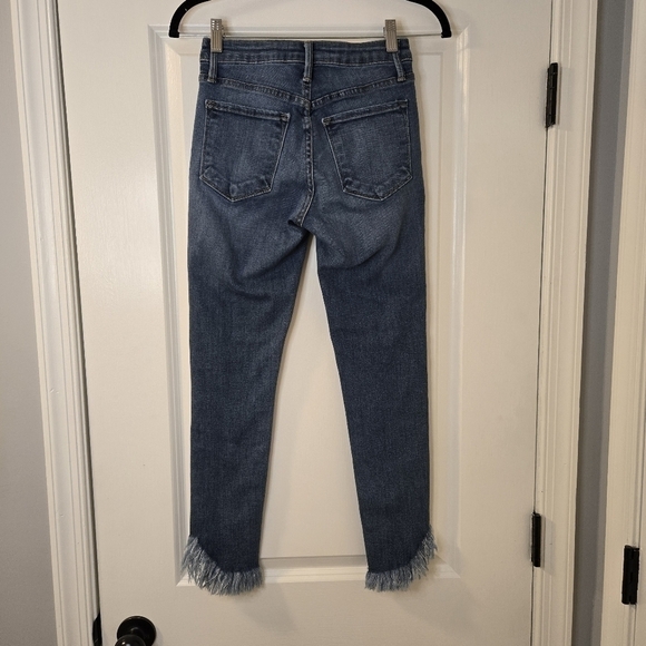 Just Black Denim Flex Waist Mid Rise Jeans with Fringe Ankles Hems Size 24 - Picture 5 of 15